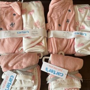 Carter's Pink and Cream Baby bath towel Set